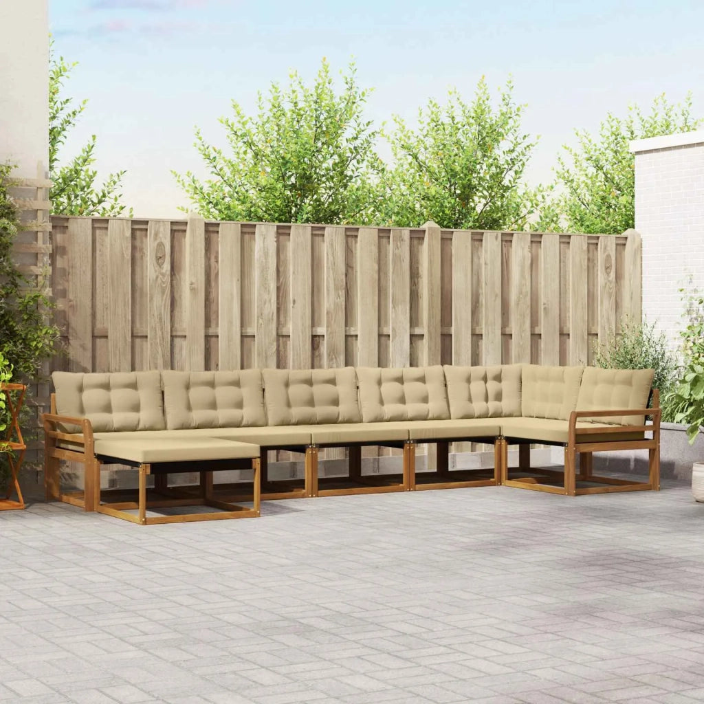Set di divani da esterno con cuscino 7 pcs Naturale e Beige 3369676