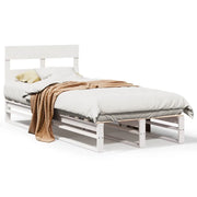 Letto singolo | Letto per adulti | Giroletto senza Materasso Bianco 100x200 cm Legno Massello Pino