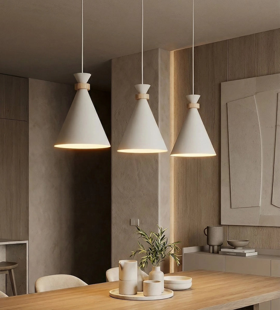 Lampadario ZERO bianco 3xE27 legno Emibig