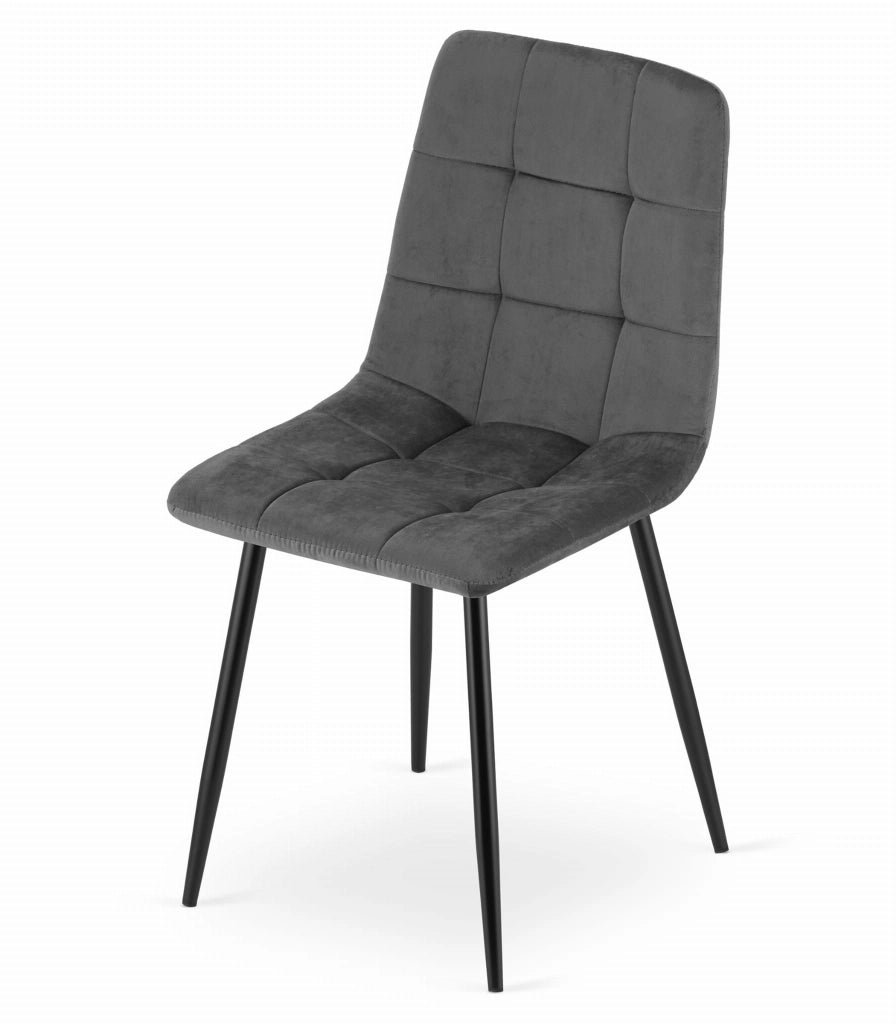 Sedia Valora PYRA in velluto grigio scuro, design moderno x4
