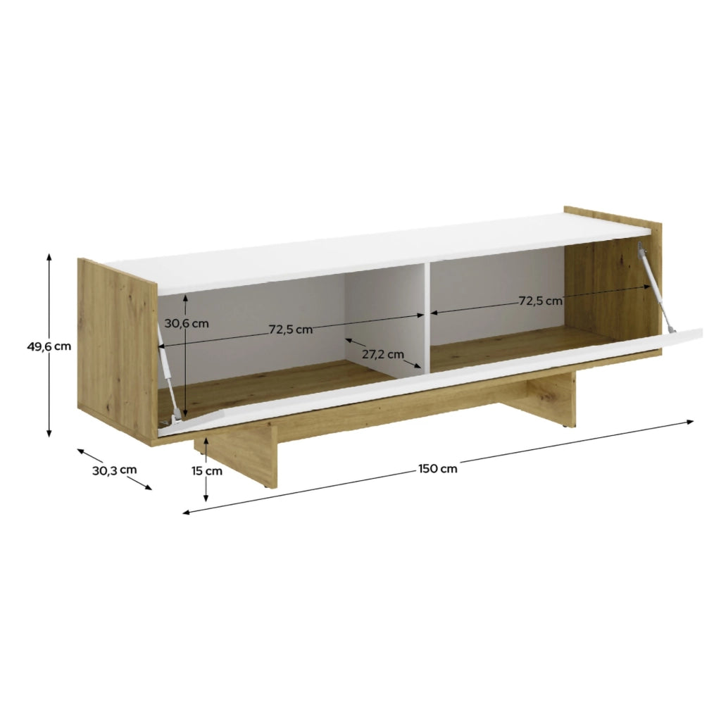 Ardmore, Mobile Porta tv 3 Ripiani, 30x150x50h cm Bianco