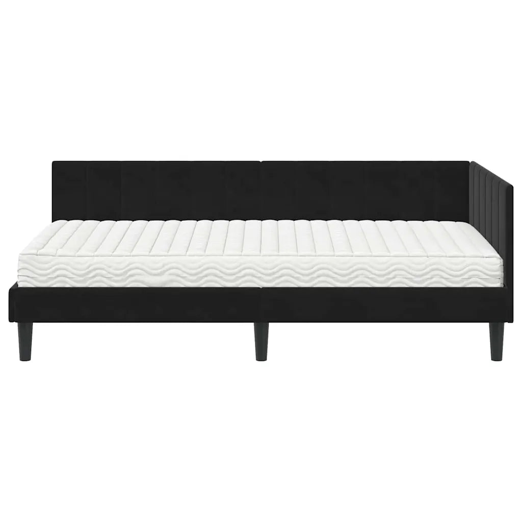 Struttura Letto Angolare con Materasso 2 pcs Nero Velluto 3393903