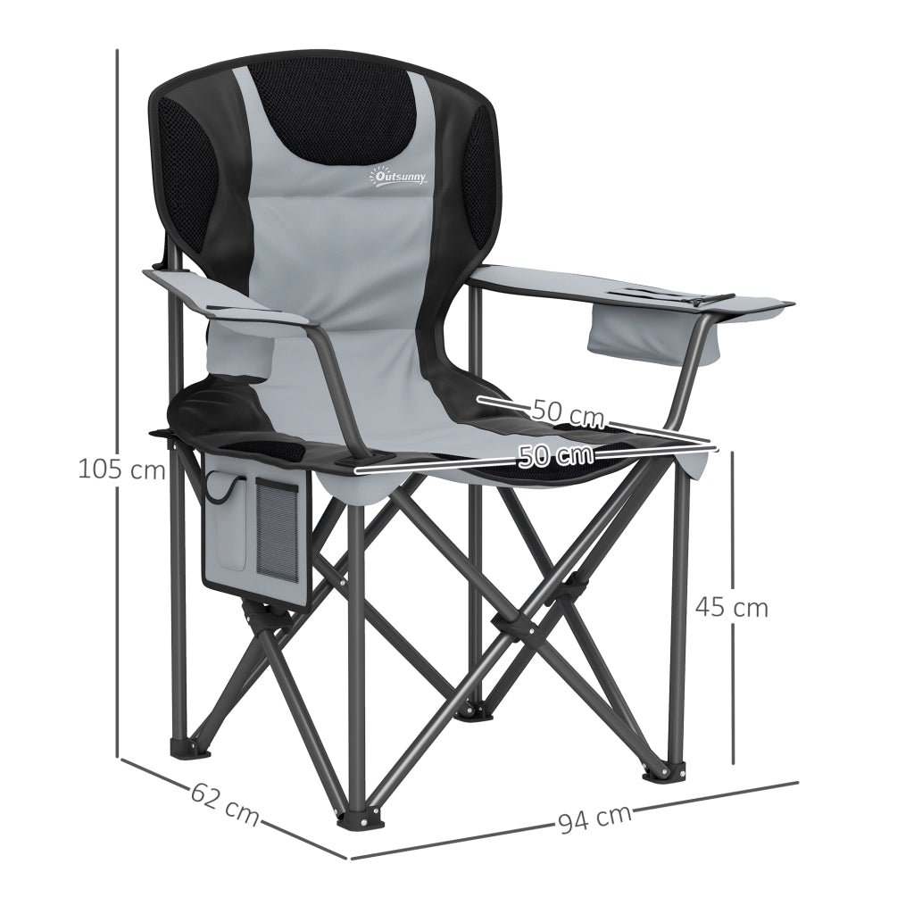 Sedia da campeggio pieghevole con braccioli ¨C Minimal ¨C Nero
