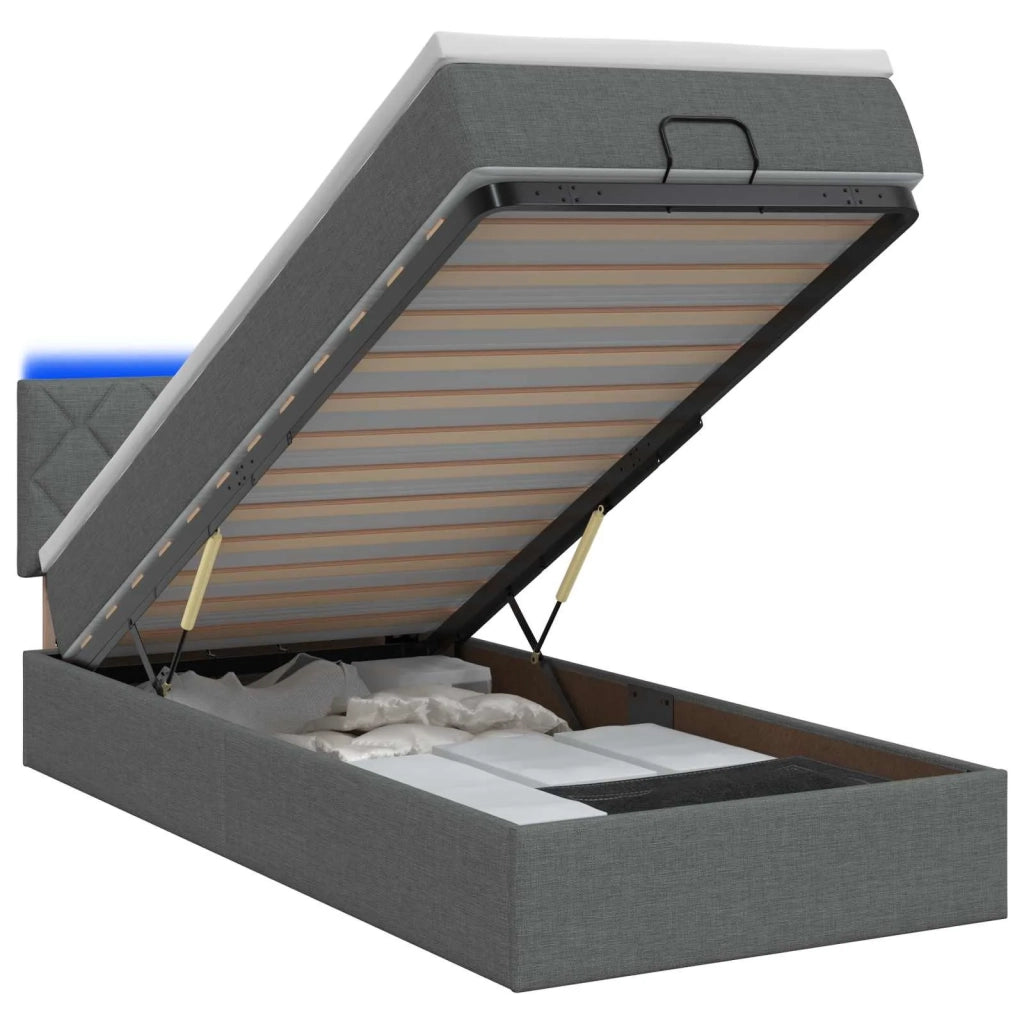 Letto Ottomano con Materasso e LED Grigio Scuro 80 x 200 cm 3456947