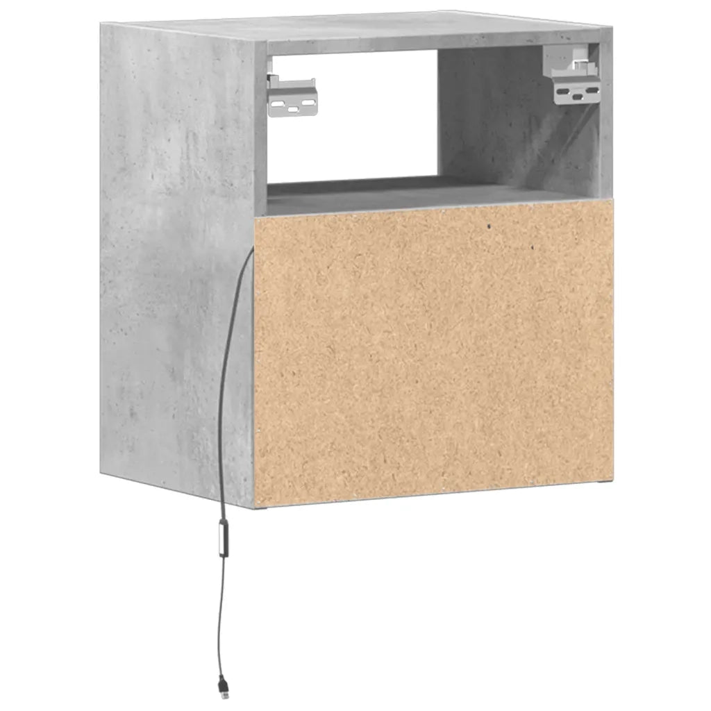 Comodini a Parete con Luci LED 2 pz Grigio Cemento 3307982