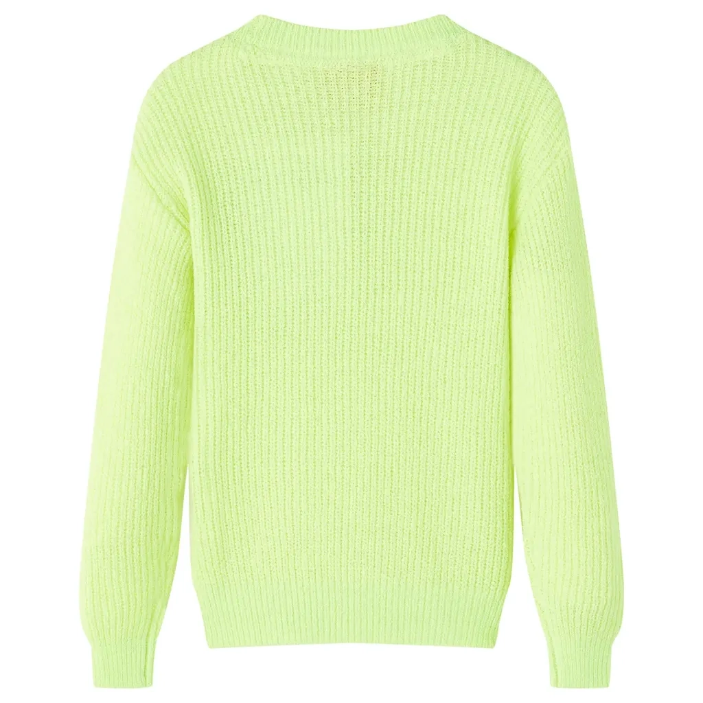 Maglione da Bambina Lavorato a Mano Giallo Neon 128