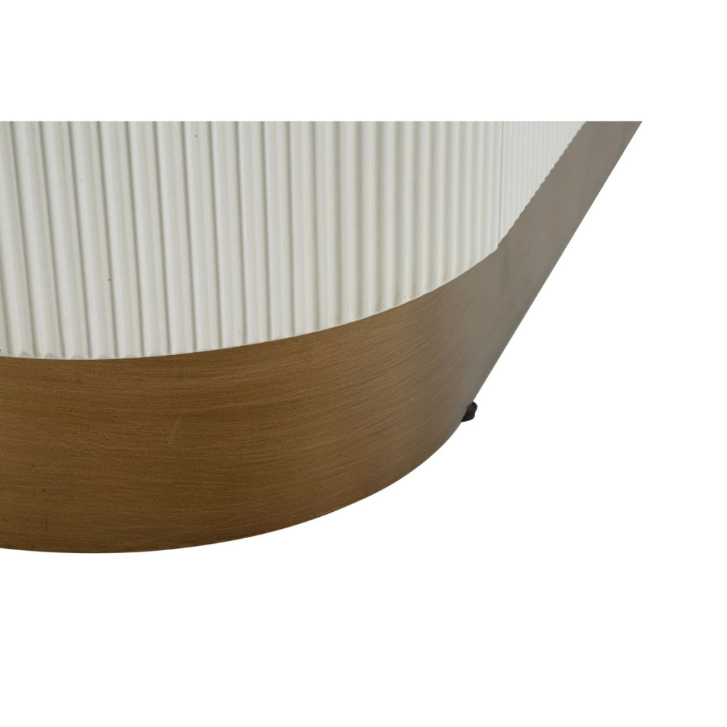 Mobile Tolosa in MDF, frassino e ferro bianco e oro 121x41x90 cm