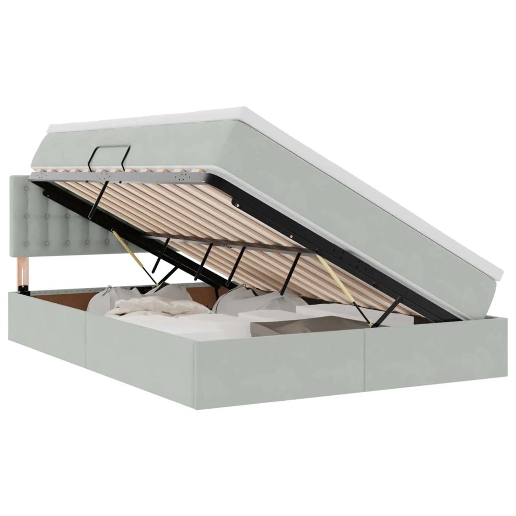 Letto con Contenitore Grigio chiaro 140 x 200 cm Velluto 3370881
