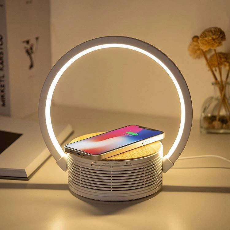 Majestic 120506 WH LL 506BT WI Lampada da tavolo LED multifunzione con altoparlante Bluetooth 5.1 e ricarica wireless fino a 10W colore Bianco
