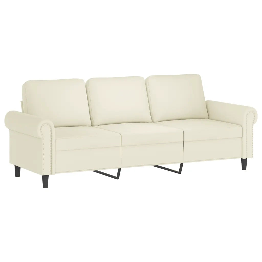 Divano a 3 Posti con Cuscini Crema 180 cm in Velluto 3200963