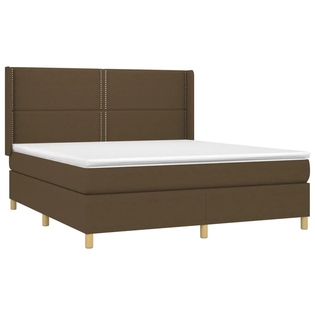 Letto a Molle Materasso e LED MarroneScuro 180x200cm in Tessuto 3138816