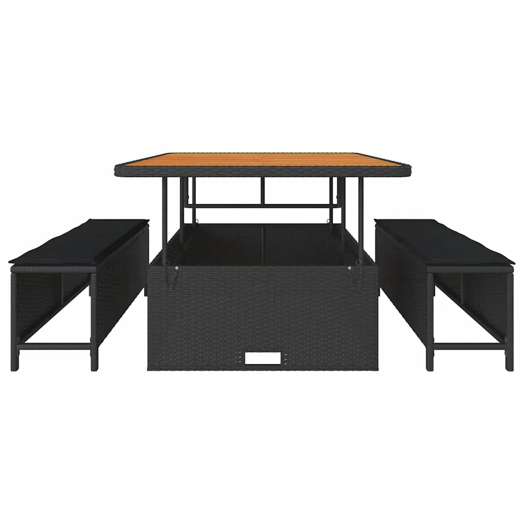 Set da Pranzo per Giardino Nero polyrattan 42007906
