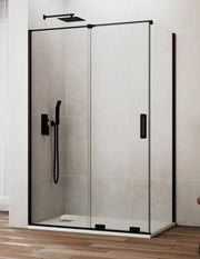 Box doccia CIRENE (KENNA) 1+1 con lato fisso laterale 180x75 cm Nero Barra Parallela