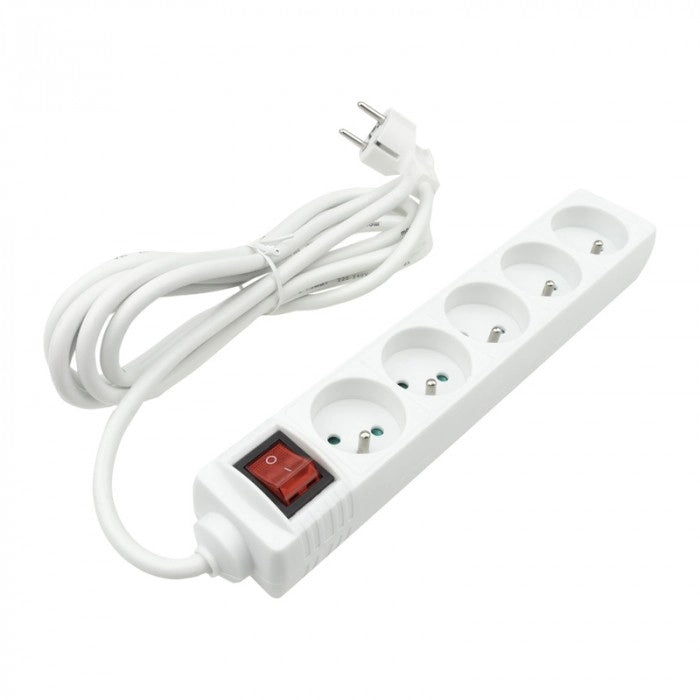 Multipresa 5 prese 3 m con interruttore bianca Ecolight