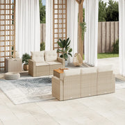 Set Divano da Giardino 6 pz con Cuscini Beige in Polyrattan 3256338