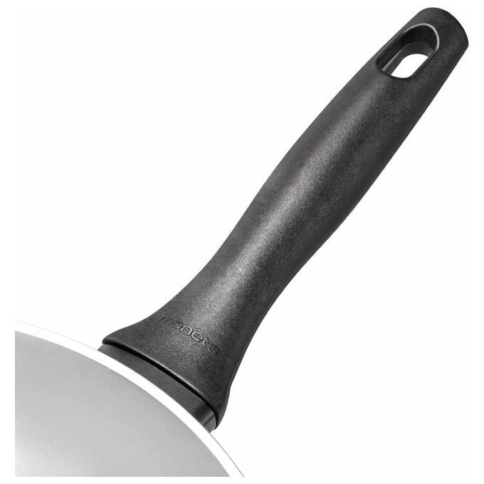 Moneta 0000994328 Melodia Wok 28 cm con Rivestimento Antiaderente Naturale Finegres Senza PTFE PFAS PFOA Nichel Adatto a Tutti i Piani Cottura Inclusa Induzione colore Nero Grigio