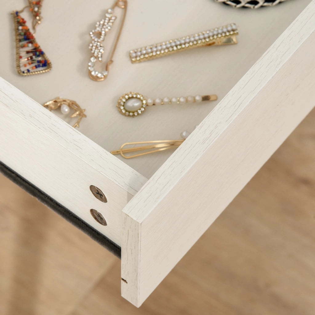 Consolle Trucco con Specchio e 2 Cassetti 80x40x123 cm in Legno Bianco