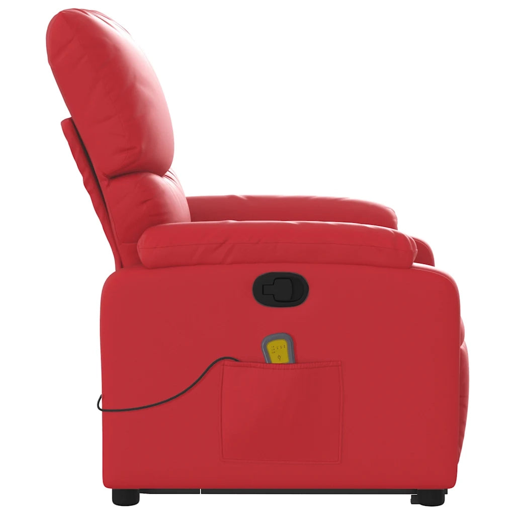 Poltrona | Sedia Relax Alzapersona Reclinabile Massaggio Rosso in Similpelle
