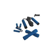 Trade Shop - Kit Completo 3 Pezzi Ginnastica Pesi Stringenti E Corda Per Salto Penn Blu -