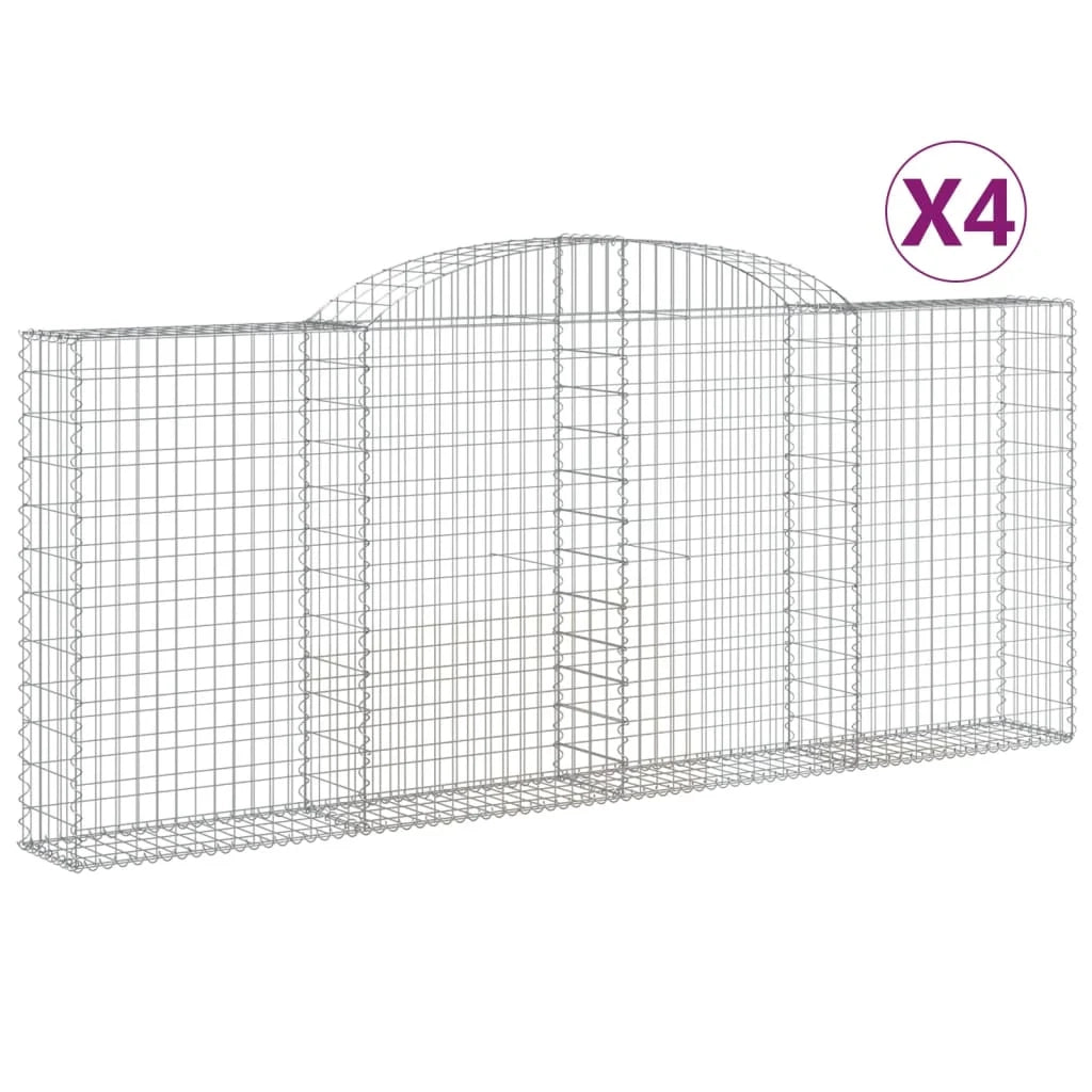 Set di 4 gabbioni ad arco per recinzione gabbia o muro di contenimento 300 x 30 x 120/140 cm ferro zincato argento 02_0041457