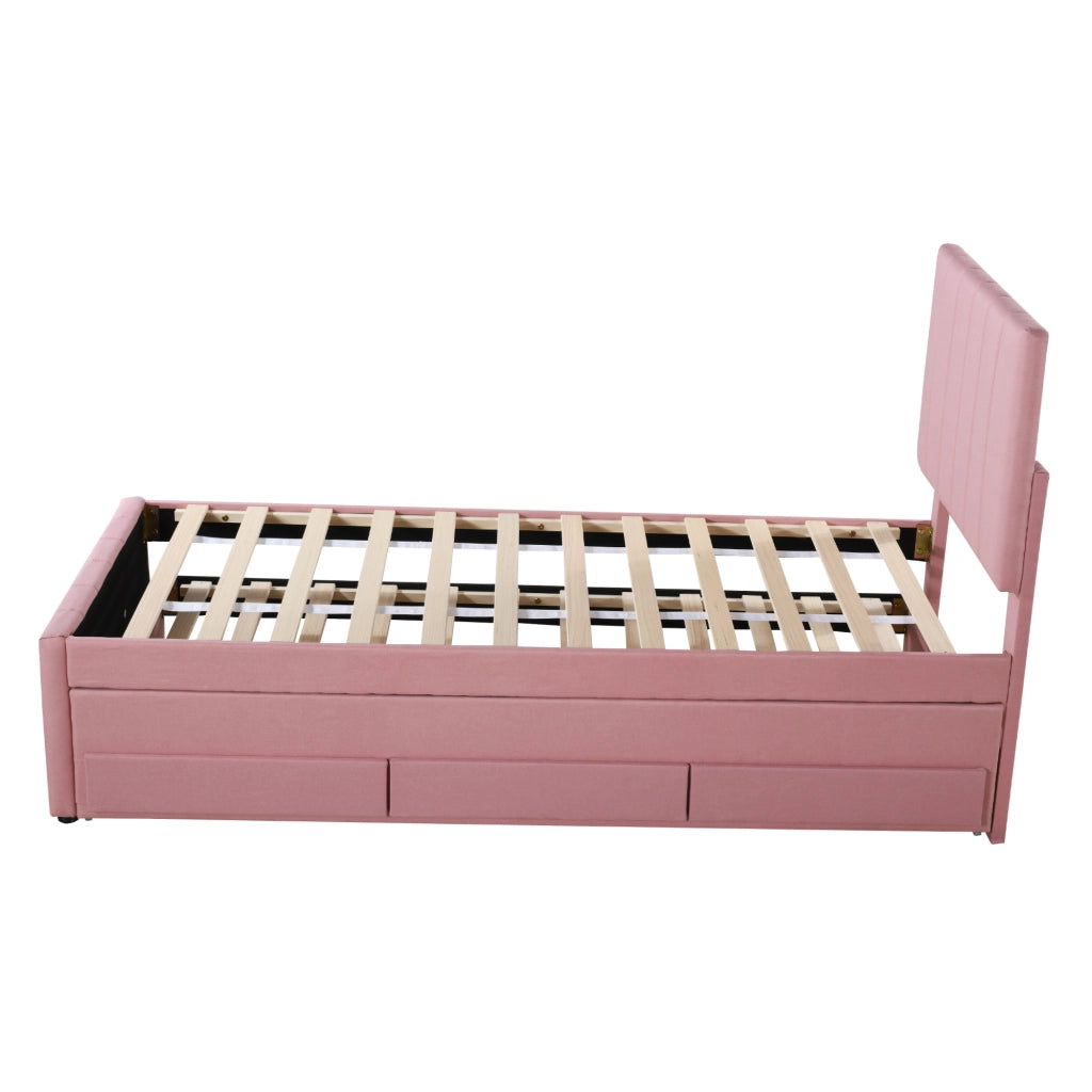 letto imbottito lino rosa 90 x 200 cm
