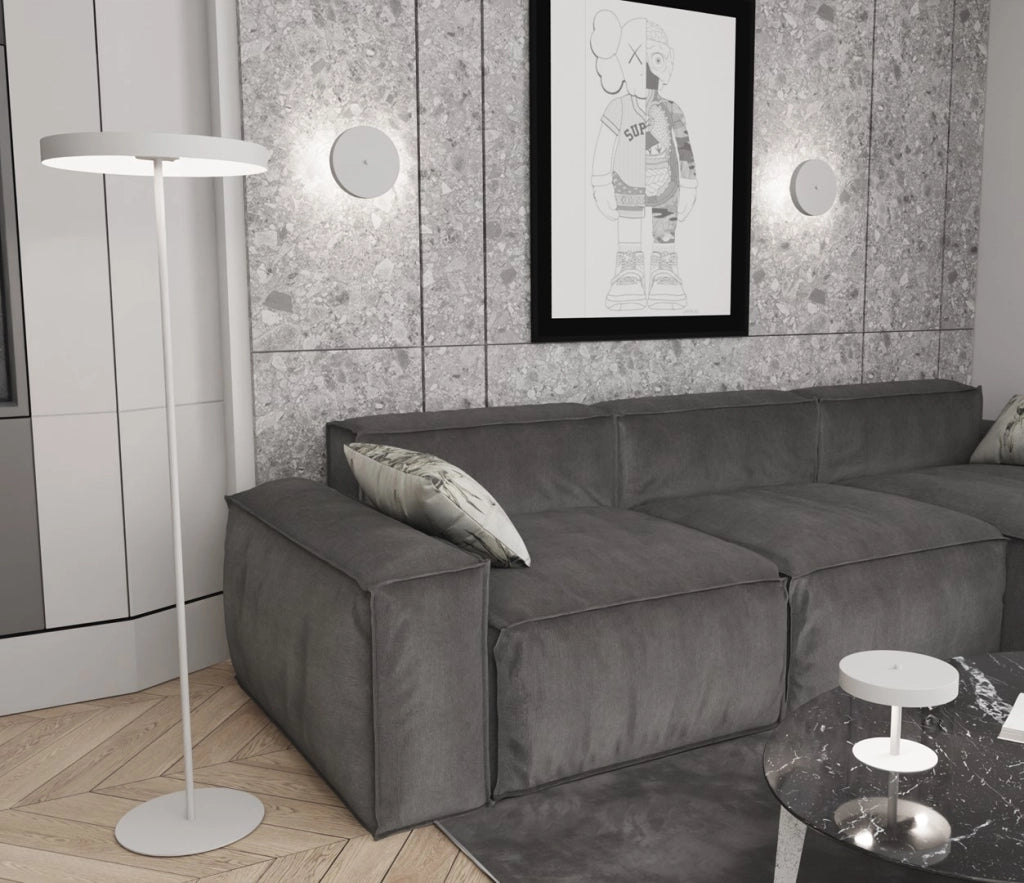 Lampada da terra loft bianca piatta Nemo 3xG9 Emibig