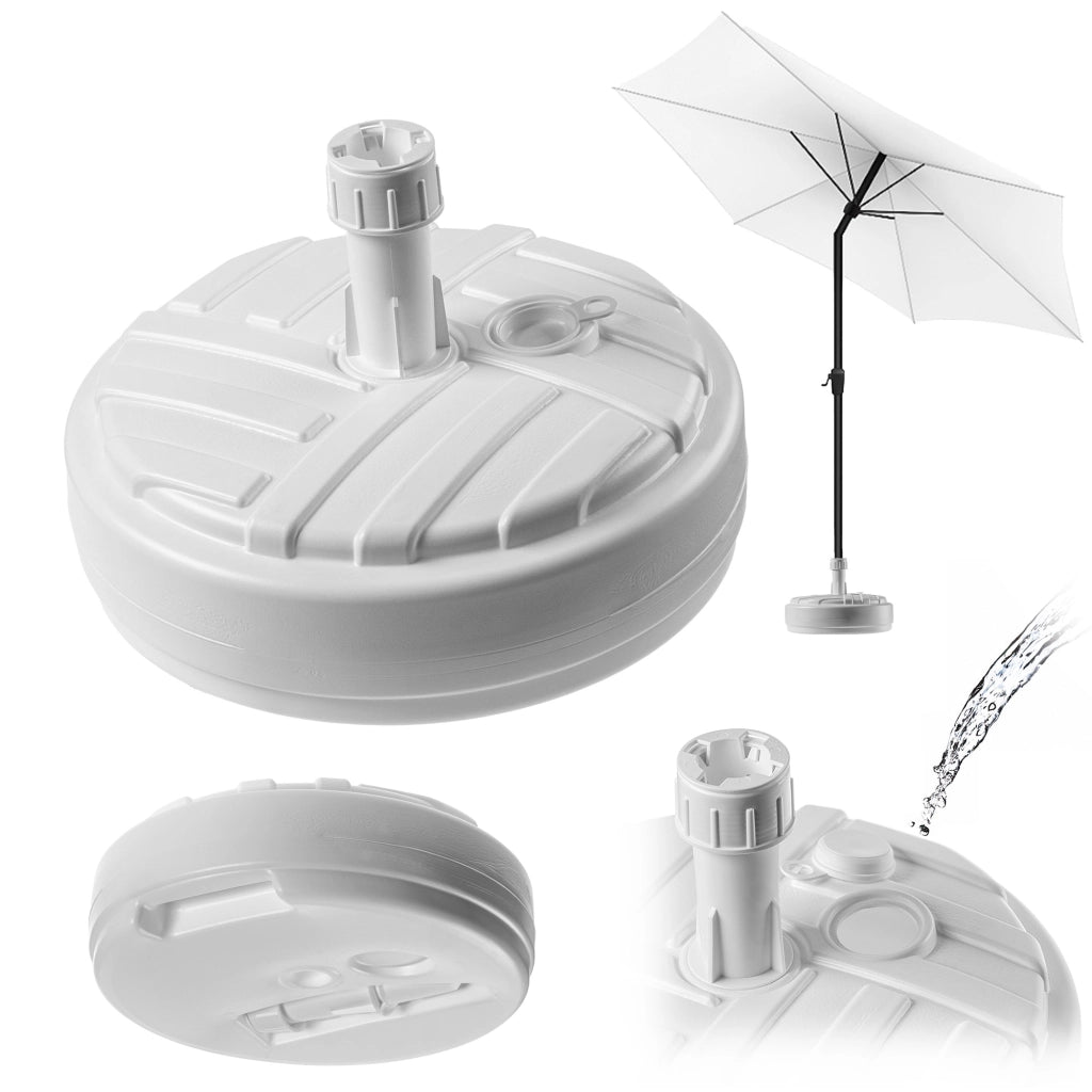 Base per ombrellone da giardino KADAX, rotonda, 39 cm, con peso, bianca