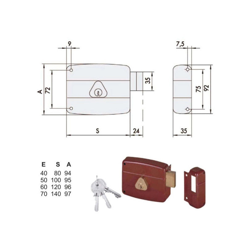 Serratura App.Legno Dx 50141-50-1 Cisa