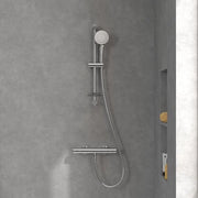 Set di doccia universale - supporto per doccia regolabile - fissaggio alla parete - 3 tipi di getto - cromato - accessori per la cabina doccia - testa di doccia con manico
