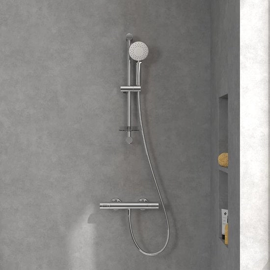 Set di doccia universale - supporto per doccia regolabile - fissaggio alla parete - 3 tipi di getto - cromato - accessori per la cabina doccia - testa di doccia con manico