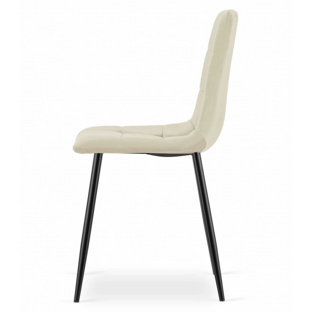 Set di 2 sedie KARA in velluto beige chiaro e metallo nero
