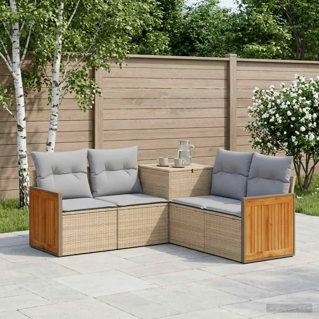 Set di divani 5 pz Beige e Grigio Chiaro 3447967