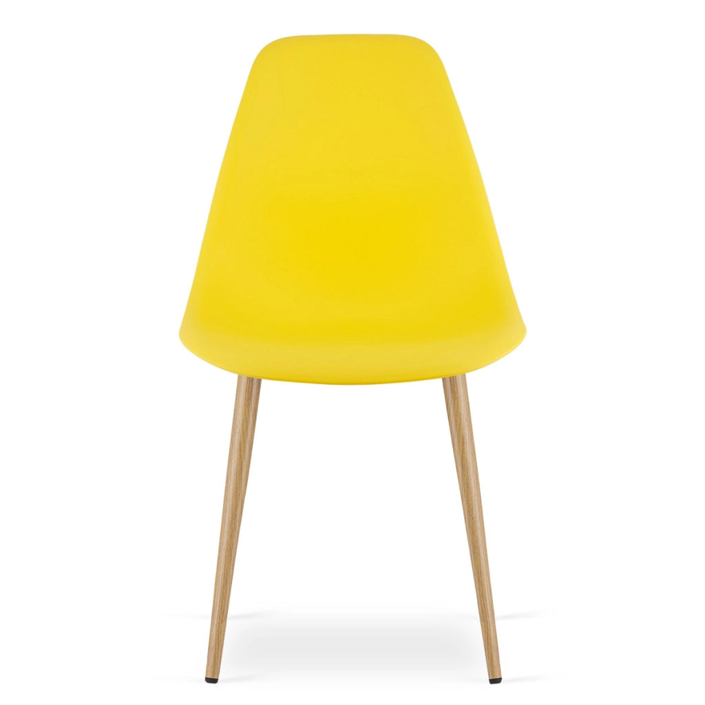 Sedia scandinava WAT gialla con gambe effetto legno