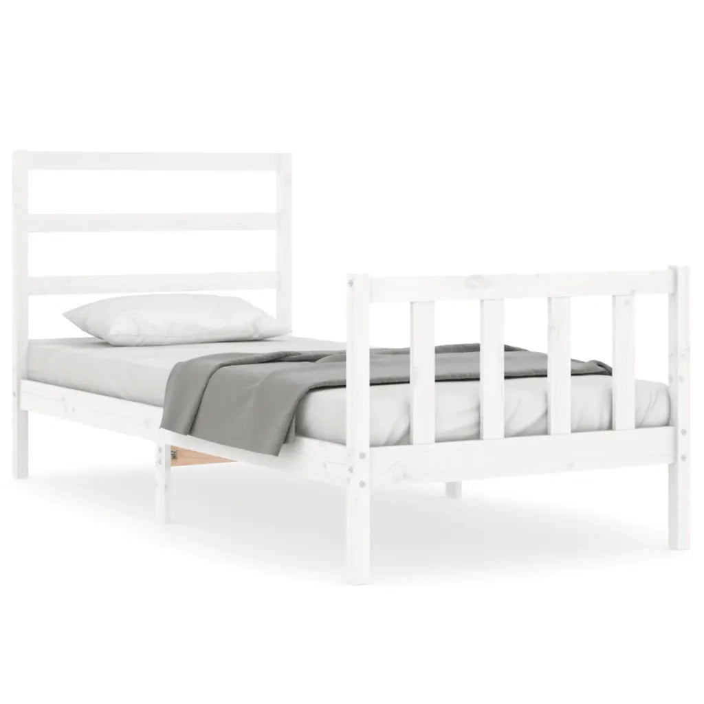 Letto senza Materasso-Struttura Letto Bianco 90x190 cm in Legno Massello Pino 479063