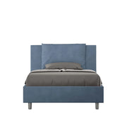 BS COM Letto una piazza e mezza senza rete imbottito 110x200 microfibra blu