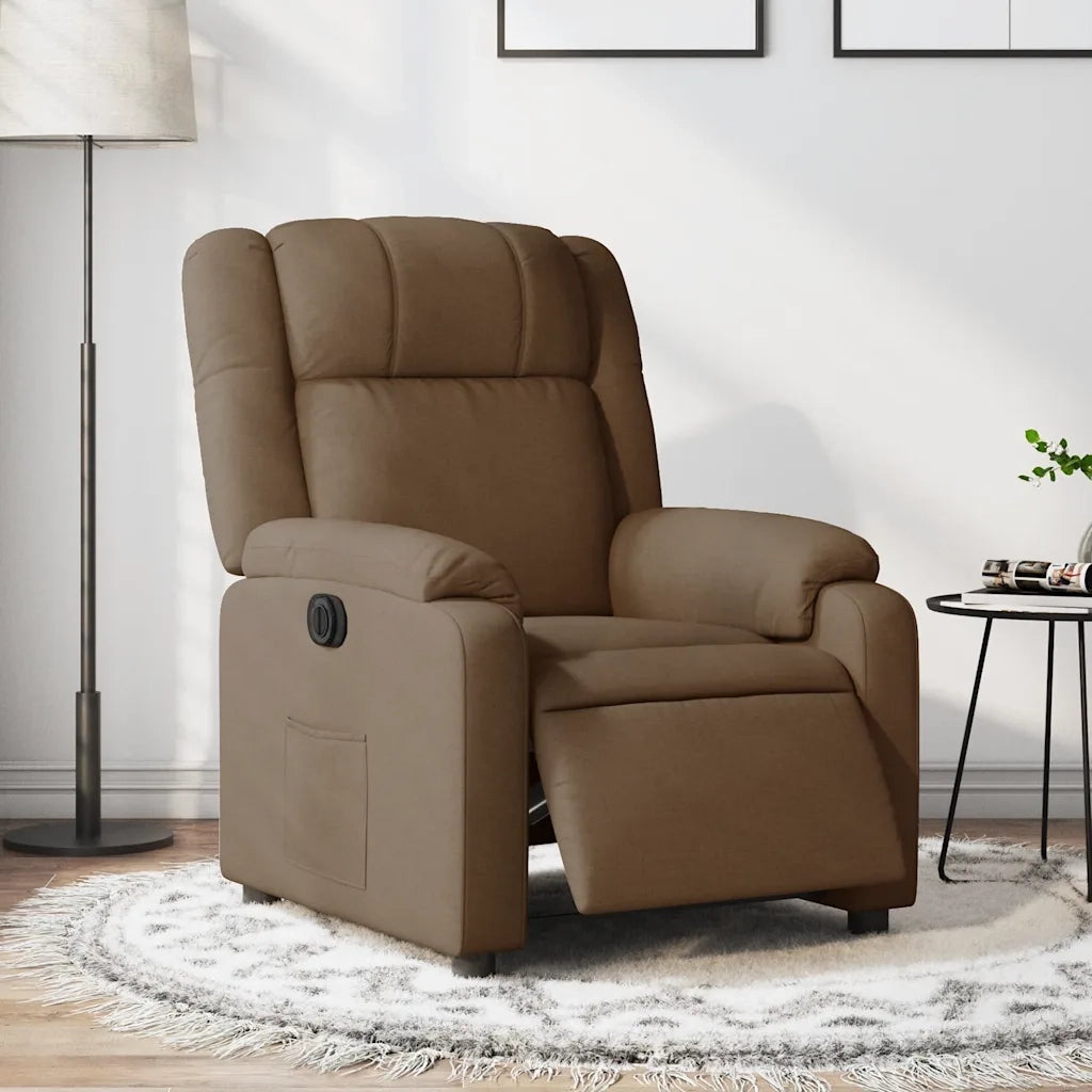 Poltrona Elettrica Reclinabile Marrone in Tessuto 3205182