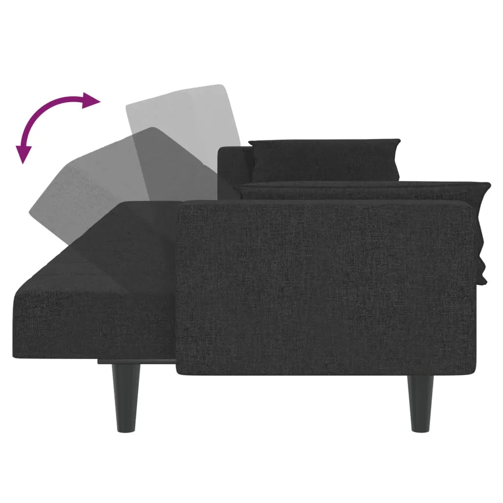Divano letto | Sof¨¤ letto | Letto singolo a 2 Posti con 2 Cuscini Nero in Tessuto