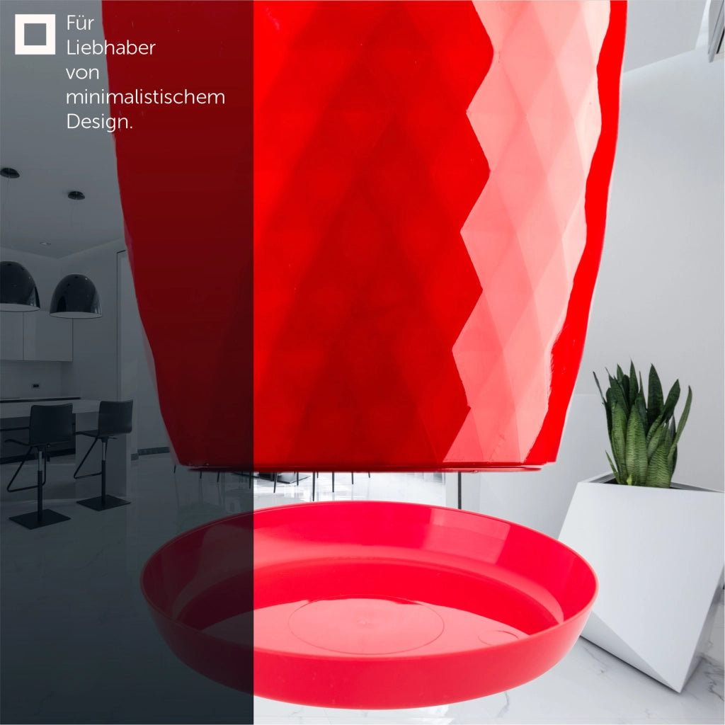 Vaso da fiori in plastica KADAX con supporto e coprivaso, 25 cm, rosso.