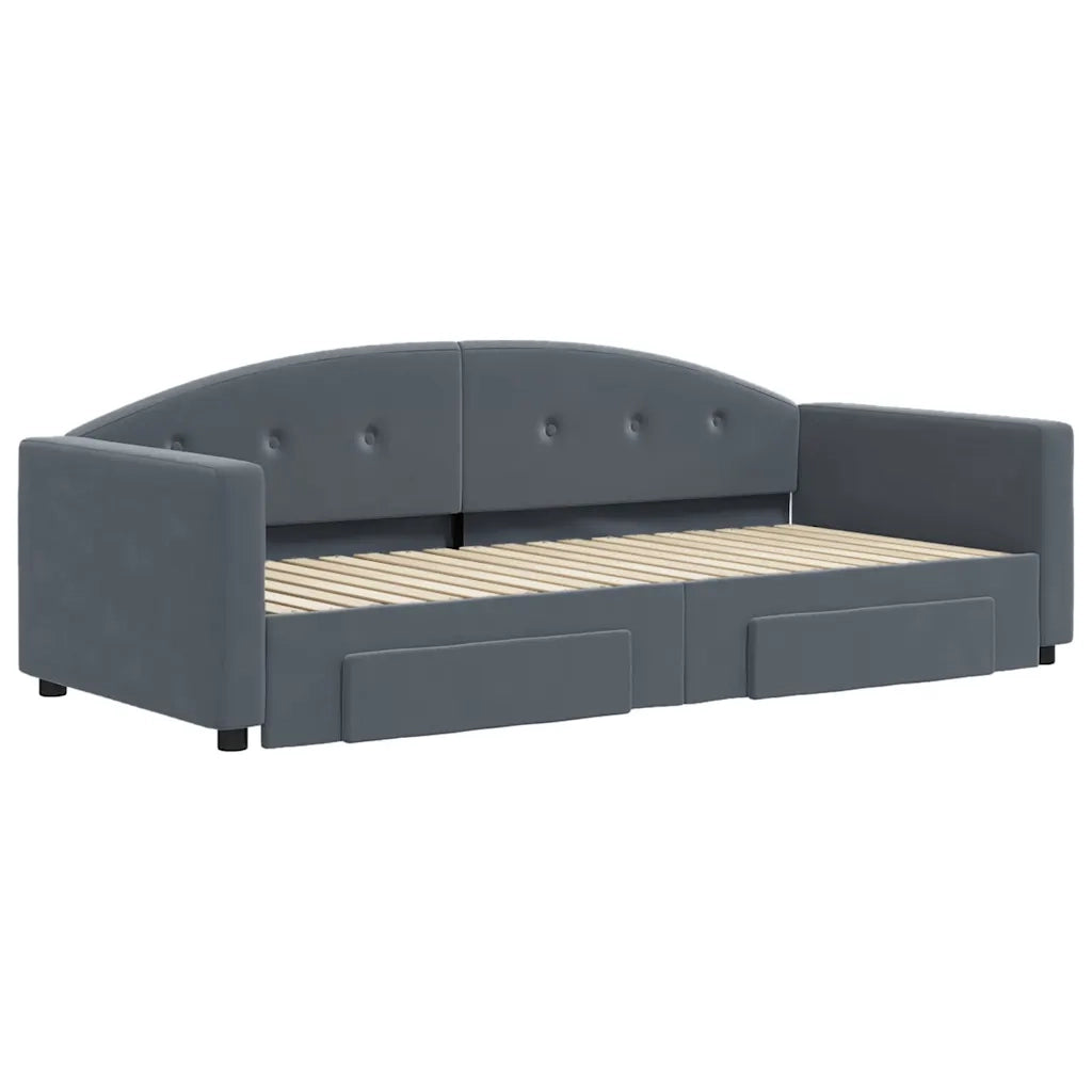 Divano letto | Sof¨¤ letto | Letto singolo Estraibile Cassetti Grigio Scuro 90x190cm Velluto