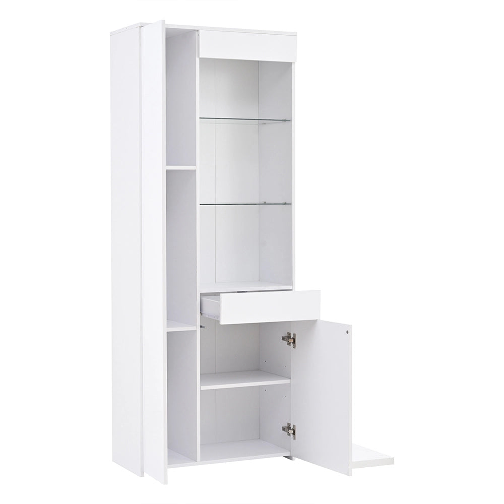 Vetrina 70x35x180 cm con cassetti e LED - Xylo - vetrina in vetro, carico max 45 kg, armadio alto