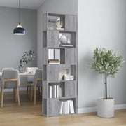 Libreria Divisorio-Scaffale per Libri-Mobile di Stoccaggio Grigio Sonoma 60x24x186 cm