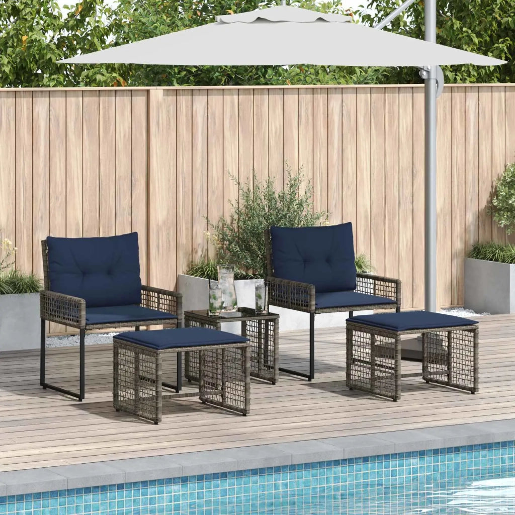 Set di Mobili da Esterno con cuscino 5 pcs Grigio e Blu Navy 42025172
