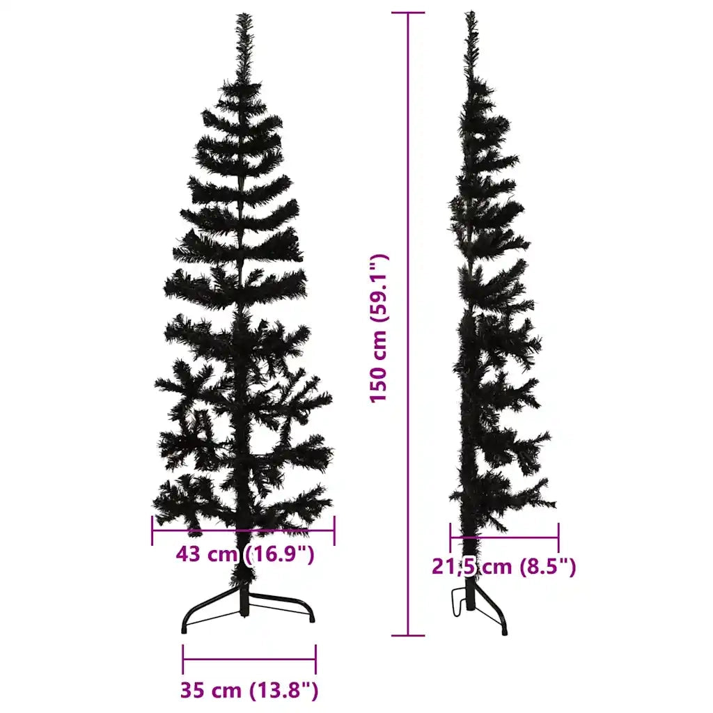 Albero Natale | Decorazioni natalizie Artificiale Sottile a Met¨¤ e Supporto Nero 150 cm