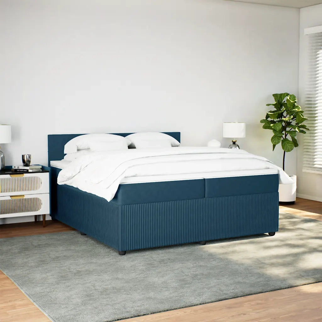 Giroletto a Molle con Materasso Blu 200x200 cm in Velluto 3287834