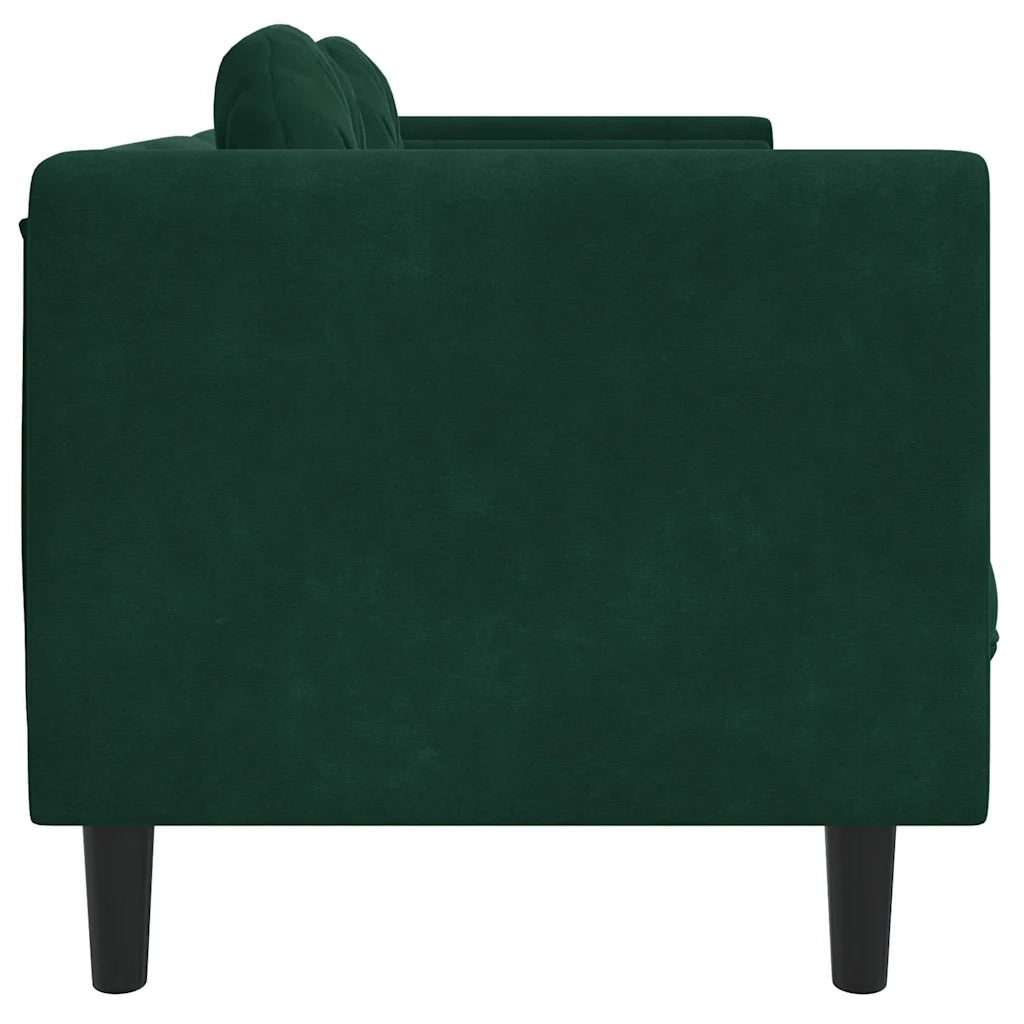 Divano a 3 Posti con Cuscini-Sofa 3 Posti con Cuscini Verde Scuro in Velluto