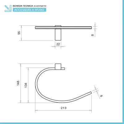 Set accessori a muro 5 pezzi in acciaio cromato e viti incluse  Unica