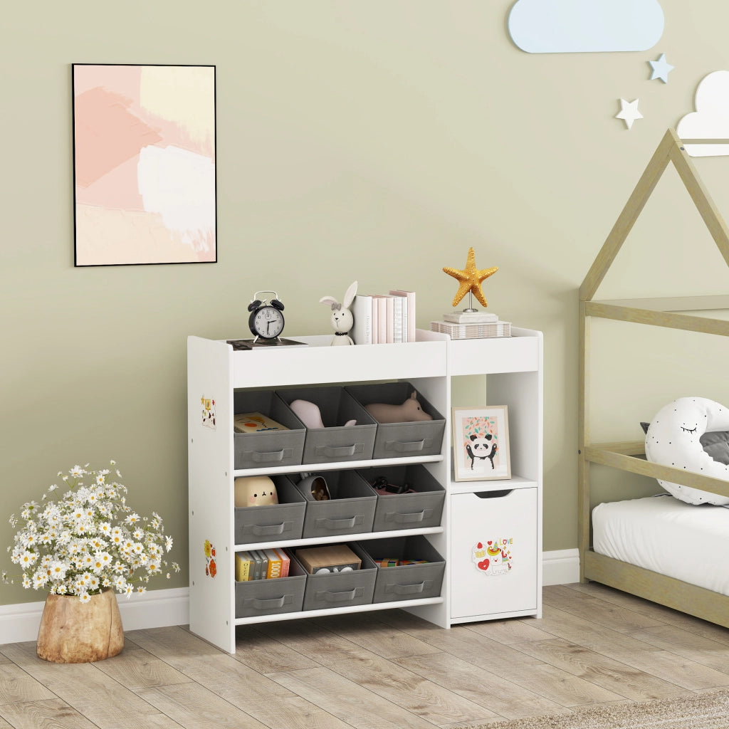 Cassettiera per bambini con cesti ¨C zephmum ¨C 92x30x80 cm bianco