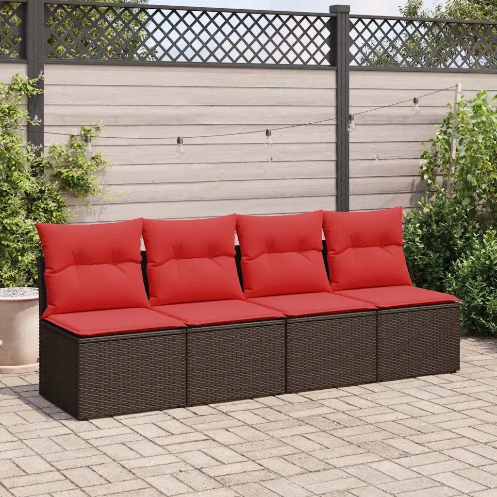 Set Divano Giardino 4 pz con Cuscini Marrone Polyrattan Acacia 3325240