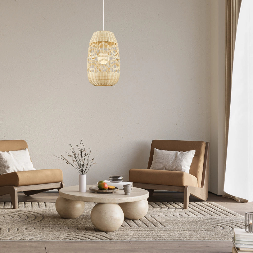 Sospensione boho Arona rattan crema Ø40 E14 Milagro