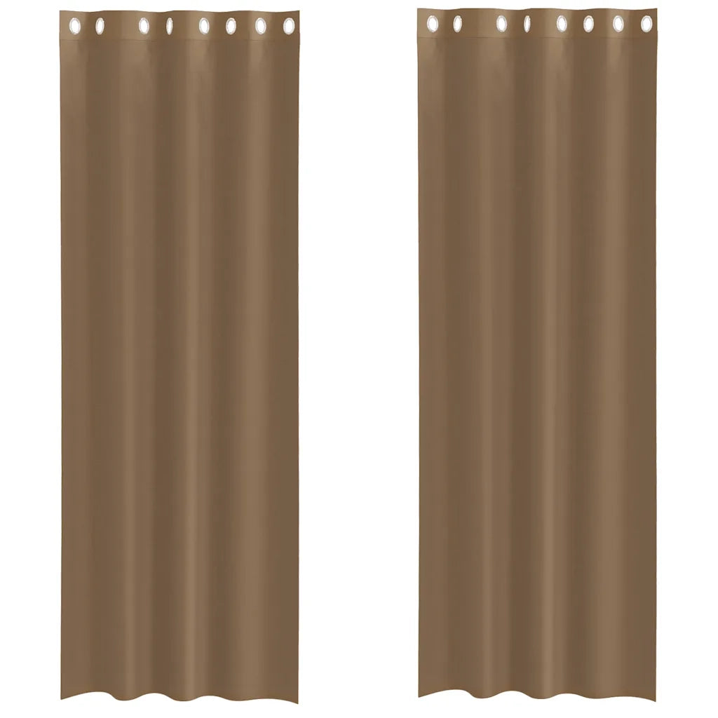 Tende in Voile con Occhielli 2 pz Marrone Chiaro